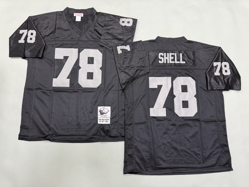 Men 2025 Nike Oakland Raiders #78 Shell black Throwback Limited NFL Jersey style 001